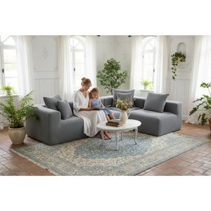 English Elm Modular Low Profile Sectional Sofa Plush Chenille Upholstery for Cozy Living Rooms W3326S00035