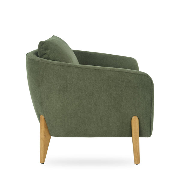 English Elm Accent Armchair Upholstered Low Profile Reading Chair with Lumbar Pillow Modern Living Room Seat Green W2308P462509