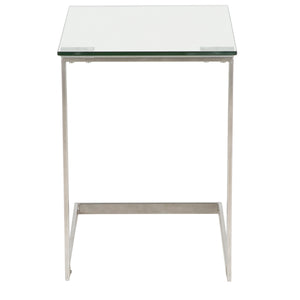 English Elm Zenn Floating Glass End Table Brushed Steel Frame Modern Living Room Accent B202P223406