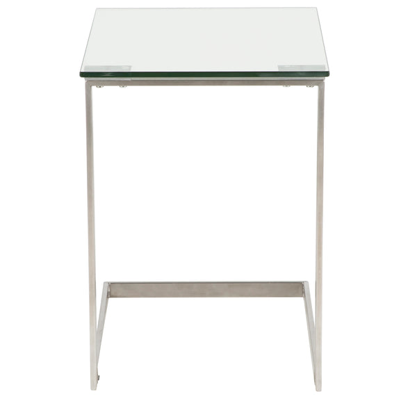 English Elm Zenn Floating Glass End Table Brushed Steel Frame Modern Living Room Accent B202P223406