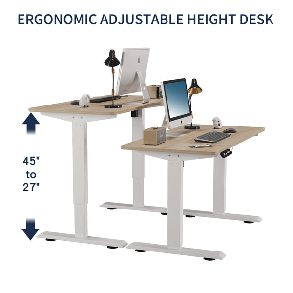 English Elm 48"×24" Electric Height Adjustable Standing Desk with Memory Presets for Modern Home Office Oak W614P376246