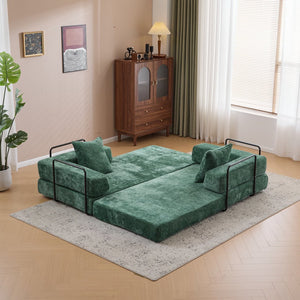 English Elm Floor Couch - Versatile Convertible Futon Sofa Bed With Pillow Back Support, Chenille Comfort & Style W3723P343693
