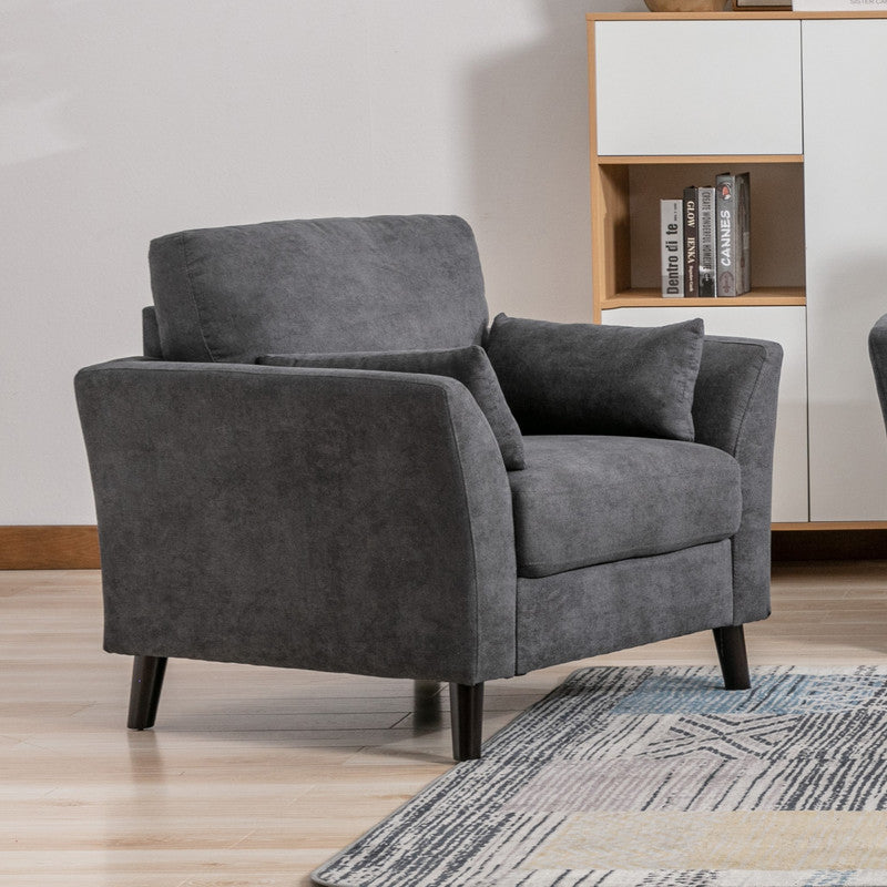 English Elm Damiano Woven Gray Upholstered Accent Chair with Pocket Coil Support and Wood Legs B2749S00146
