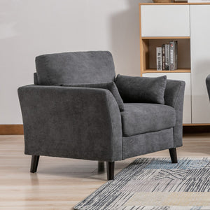 English Elm Damiano Woven Gray Upholstered Accent Chair with Pocket Coil Support and Wood Legs B2749S00146