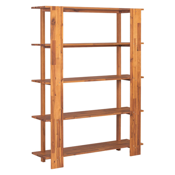 English Elm Christopher Knight Home® - Big 4-Tier Wooden Open Bookcase Acacia Wood Teak Finish — Sturdy 4-Shelf Display, 180 lb Capacity, Anti-Tip Stabilizer (75.5 x 19.5 x 11.4) N758P303160T