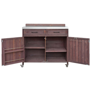 English Elm K&k Outdoor Modular Kitchen Island 2 Piece Fir Wood Stainless Steel Sink Station N707S000024Z