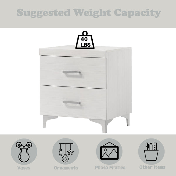 English Elm Casilda White Nightstand with Dovetail Drawer, Metal Glide & 100lb Capacity – Stylish Storage B2726P339263