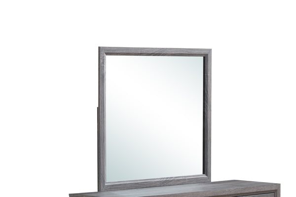 English Elm MIRAGE Modern Foil Grey Mirror with Wood Trim for Dressers – MDF & Glass, Contemporary Accent Piece B201P226160