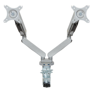 OSP Home Furnishings Double Monitor Arm Dual Setup with Gas Spring Articulation and Integrated Cable Management Silver A2MAD1730-SV