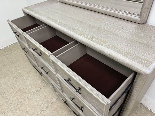 English Elm 1pc Eight Drawer Oak Veneer Dresser Rubberwood Frame Matte Hardware Bedroom Storage B2741P460888