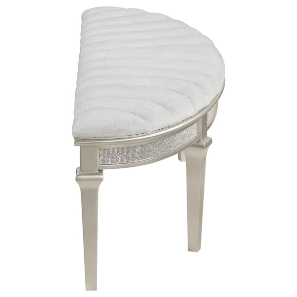 English Elm Colwood Channel Tufted Ivory Curved Bench with Tapered Legs for Bedroom Entryway B062P441145