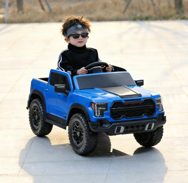 English Elm 12v Kids Ride-on Toy Car with Parental Remote Shock Absorbing Safe Slow Start Blue W1760P426782