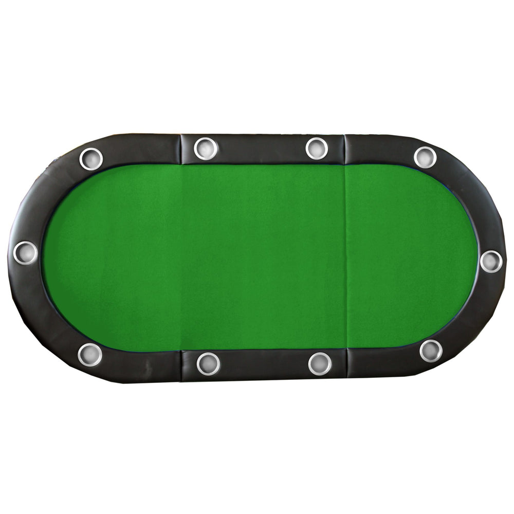 English Elm Folding Casino Poker Tabletop for Ten Players with Felt Surface and Cup Holders W2748P223057