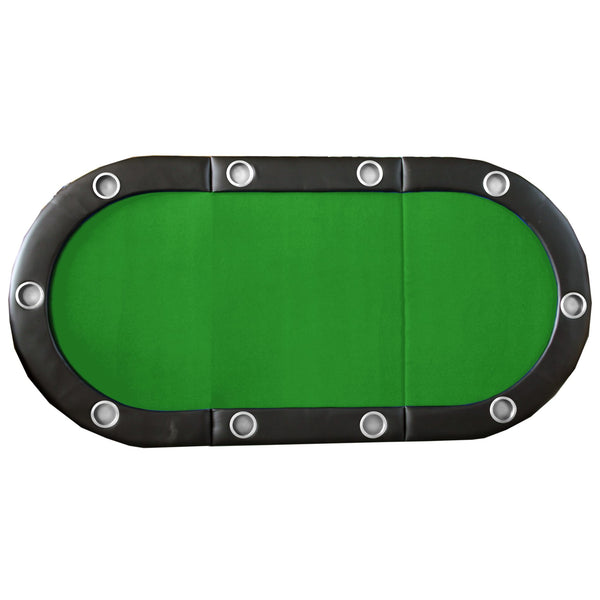 English Elm Folding Casino Poker Tabletop for Ten Players with Felt Surface and Cup Holders W2748P223057
