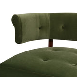 English Elm Jared Roll Arm Tufted Bench Settee, Olive Green Performance Velvet