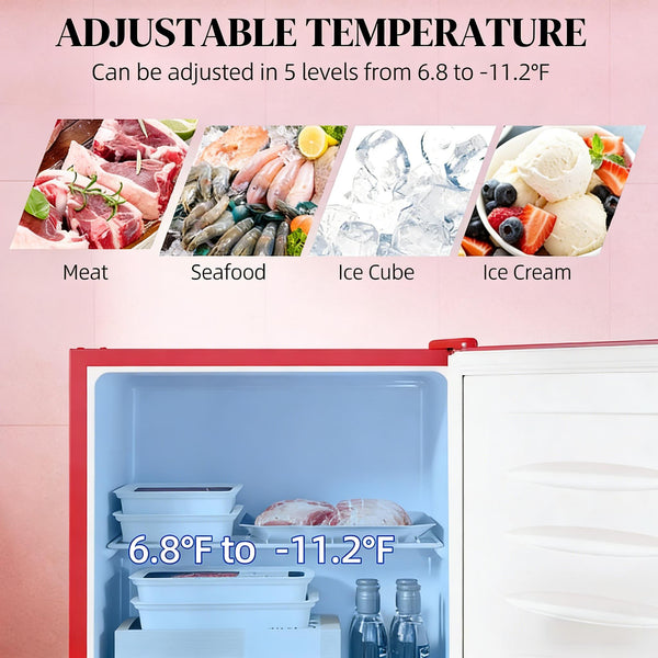 English Elm Compact Two Zone Mini Fridge with Freezer for Dorm Office or Apartment Use T3971P473045