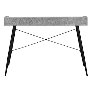 English Elm Computer Desk - Modern Grey Stone Laminate With Black Metal Frame, Stylish Home Office Workspace B2710P219826