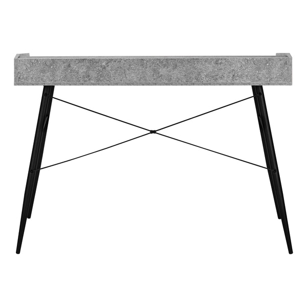 English Elm Computer Desk - Modern Grey Stone Laminate With Black Metal Frame, Stylish Home Office Workspace B2710P219826