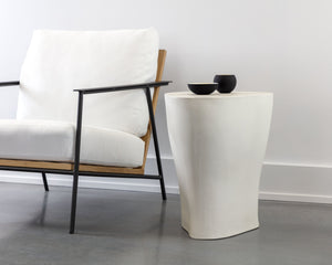 Sunpan Dali End Table - Elegant Grey Marble Finish with Unique Curvy Design for Stylish Indoor Spaces Large - 20W x 17D x 21.5H