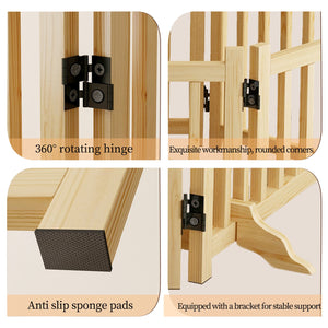 English Elm (6 Panel) Freestanding Wood Pet Gate Accordion Folding Indoor Dog Fence 31 Inch W2641P336052