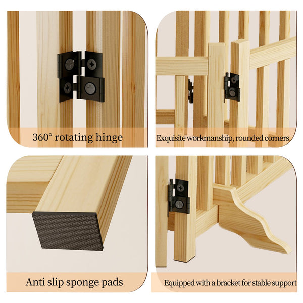English Elm (6 Panel) Freestanding Wood Pet Gate Accordion Folding Indoor Dog Fence 31 Inch W2641P336052