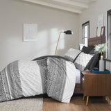 INK+IVY Mila Global Inspired 3 Piece Cotton Duvet Cover Set with Chenille Tufting II12-1251 Gray