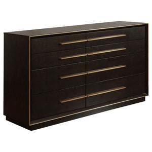 English Elm Prescott California King Bedroom Set with Velvet Tufted Bed and Gold Hardware B062S01775