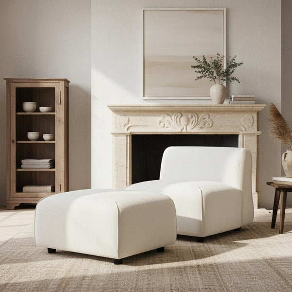 English Elm Modern Curved Accent Chair Plush Cloud Cushioning Sculptural Form for Any Room N767P399473B