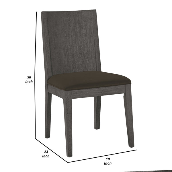 English Elm Axel Solid Mahogany Panel Back Dining Chair Set with Gray Padded Seat for Two B056P412604