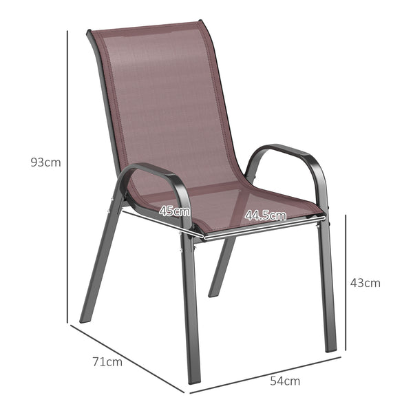 English Elm Outsunny Stackable Patio Dining Chair Set 4 Mesh Seat Steel Frame Backyard W2225P485581