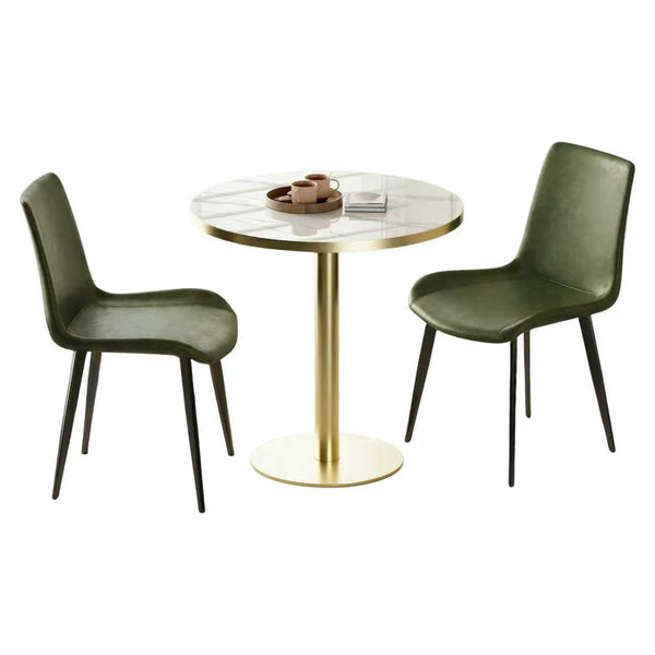 English Elm Dining Chairs Set of Two Faux Leather Upholstered Seats with Sleek Metal Legs Modern W3316P426954