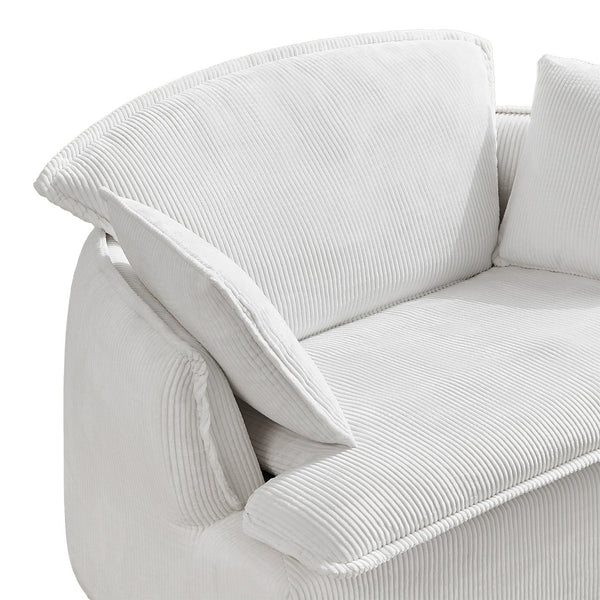 English Elm Convertible Compressed Sofa Chair Ottoman Corduroy Fold-Out Recliner for Small Spaces Dorm Apartments Beige W1036P251805