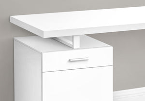 English Elm Computer Desk - Contemporary White Laminate & Metal, Reversible Storage, Perfect For Home Office Spaces B2710P219934