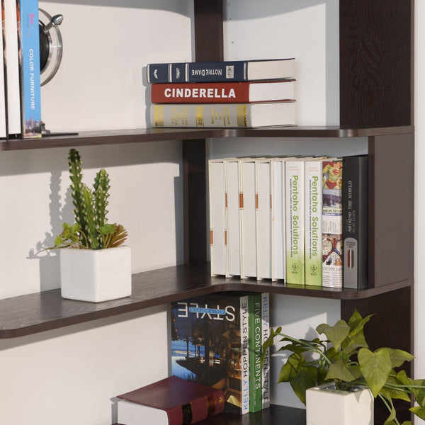 English Elm 90cm L-shaped Corner Bookcase Five Tier Mdf Open Shelving Unit for Any Room W2899P444160