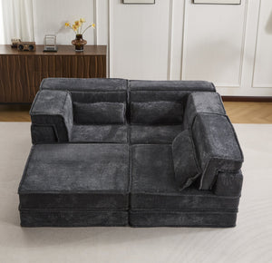 English Elm Compression Mahjong Sofa: Versatile Modular Floor Bed With Plush Fleece, No Assembly & Cozy Design W3723S00025