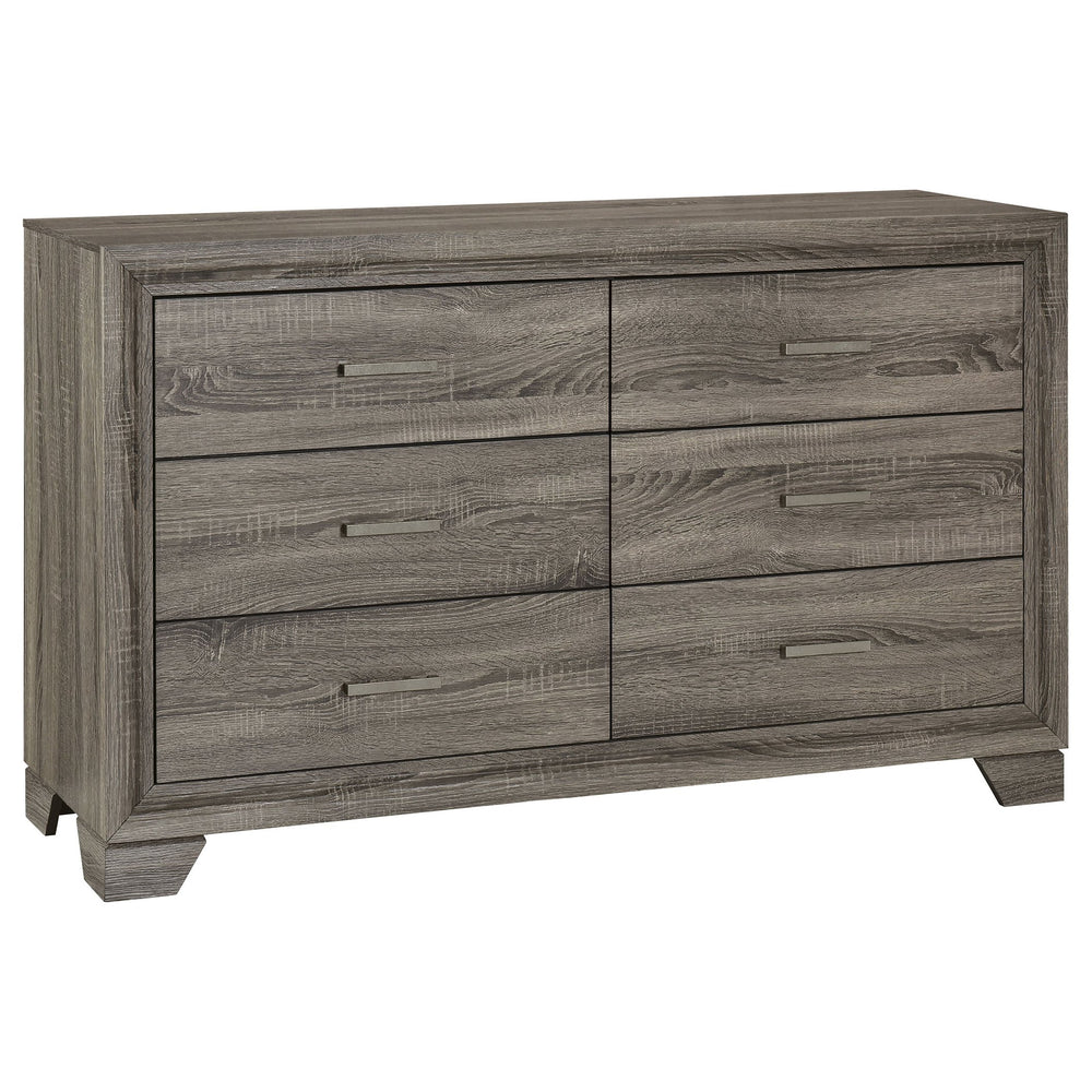 English Elm Funston Brown Oak 6-Drawer Dresser - Stylish Storage Solution For Modern Bedrooms & Decor Accents B062P375572
