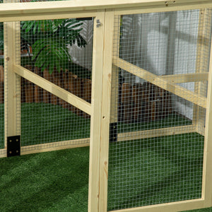English Elm Pawhut Fir Wood Outdoor Chicken Run Modular Weatherproof Backyard Enclosure for Small Flocks W2225P200518