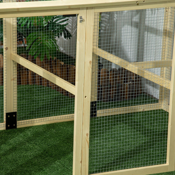 English Elm Pawhut Fir Wood Outdoor Chicken Run Modular Weatherproof Backyard Enclosure for Small Flocks W2225P200518