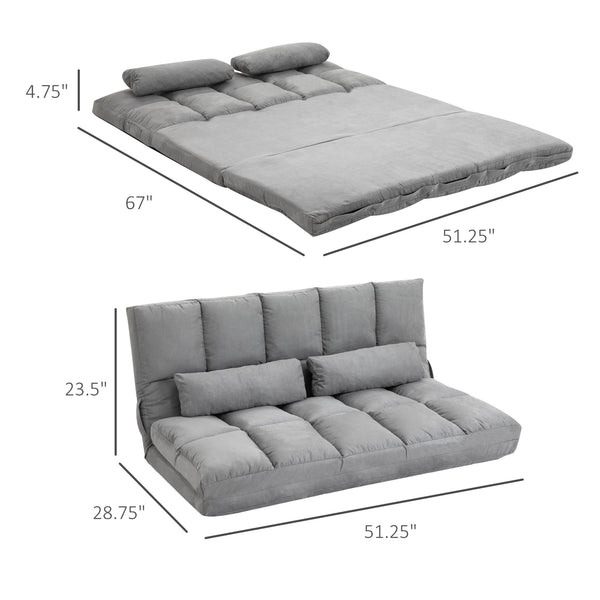 English Elm Homcom Convertible Floor Sofa Chair – Adjustable Lounger, Space-Saving Bed With 2 Pillows & Comfort W2225P217474