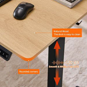 English Elm Electric Standing Desk Mahogany Steel Frame Sit Stand Home Office Workstation Amber+Graphite,Natural Wood W1769P415271