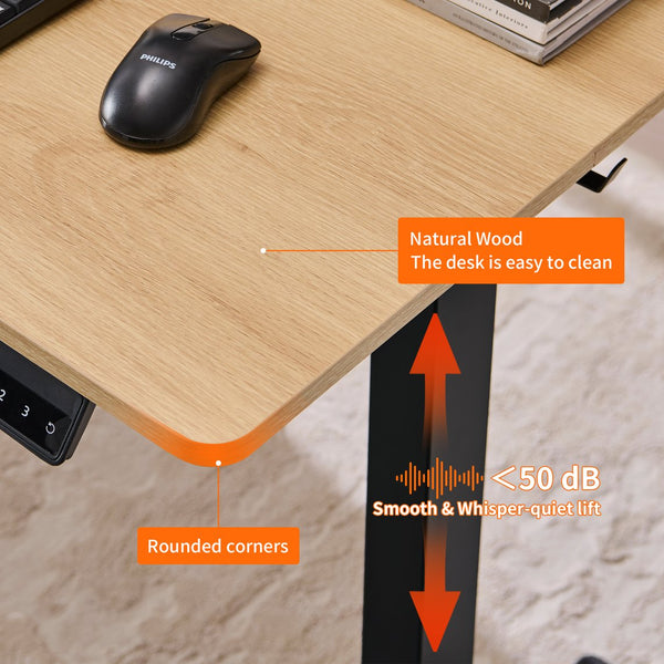 English Elm Electric Standing Desk Mahogany Steel Frame Sit Stand Home Office Workstation Amber+Graphite,Natural Wood W1769P415271