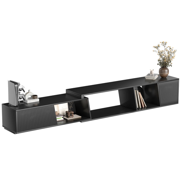 English Elm Highboy Media Console with Led Lighting Fluted Panels and Storage for Living Room T3773P416495