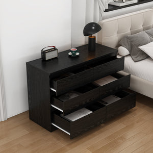 English Elm 19.7-inch Matte Finish 3 Drawer Nightstand Set of 2 Handle Free Modern Bedroom Storage Black W3151S00078