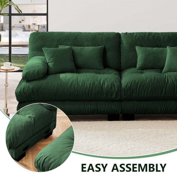 English Elm Free Modular U-Shaped Sectional Sofa - Customizable 4-Seater Couch With Chenille Fabric & 2 Ottomans W714S01096