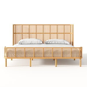 English Elm Christopher Knight Home® - California King Handcrafted PE Wicker Bed with Wingback Headboard, Metal Frame Support, Breathable Design N758P294474N