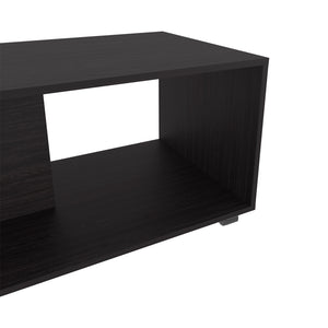 English Elm Western Grove Coffee Table in Black Engineered Wood with Open Shelf, Casters & Durable Finish B092P254739