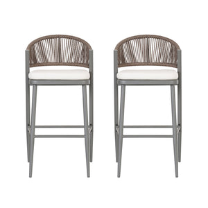 English Elm Christopher Knight Home® - Outdoor 30.25" Height Barstools Set Of 2 - Stylish Metal Frame With Scallop Backrest & Cushions N772P245120G