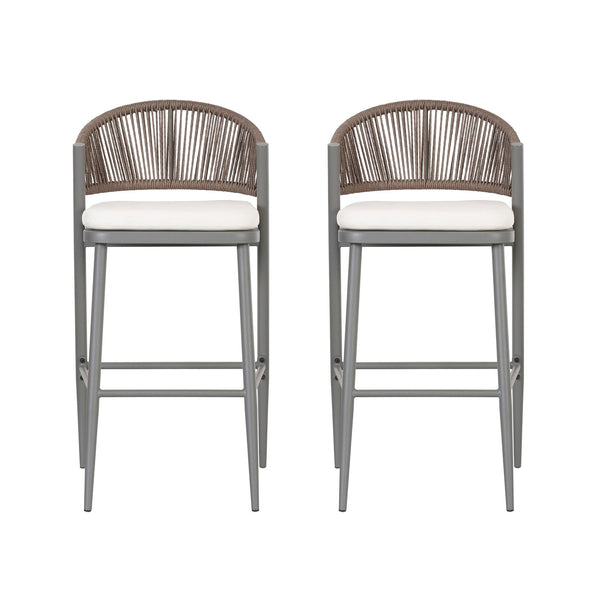 English Elm Christopher Knight Home® - Outdoor 30.25" Height Barstools Set Of 2 - Stylish Metal Frame With Scallop Backrest & Cushions N772P245120G