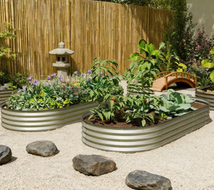 English Elm Raised Garden Bed Set of 2 Galvanized Steel Planters with Flexible Configurable Layout T3971P422033