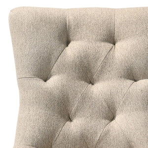 English Elm Farren Tufted Beige Fabric Side Chairs Set of 2 with Nailhead Trim, Box Seat & Weathered Oak Legs B2726P338680